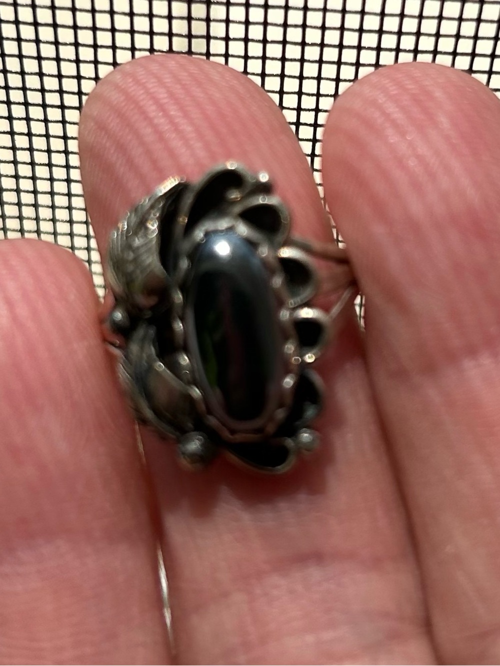 Sterling Silver with hematite stone ring